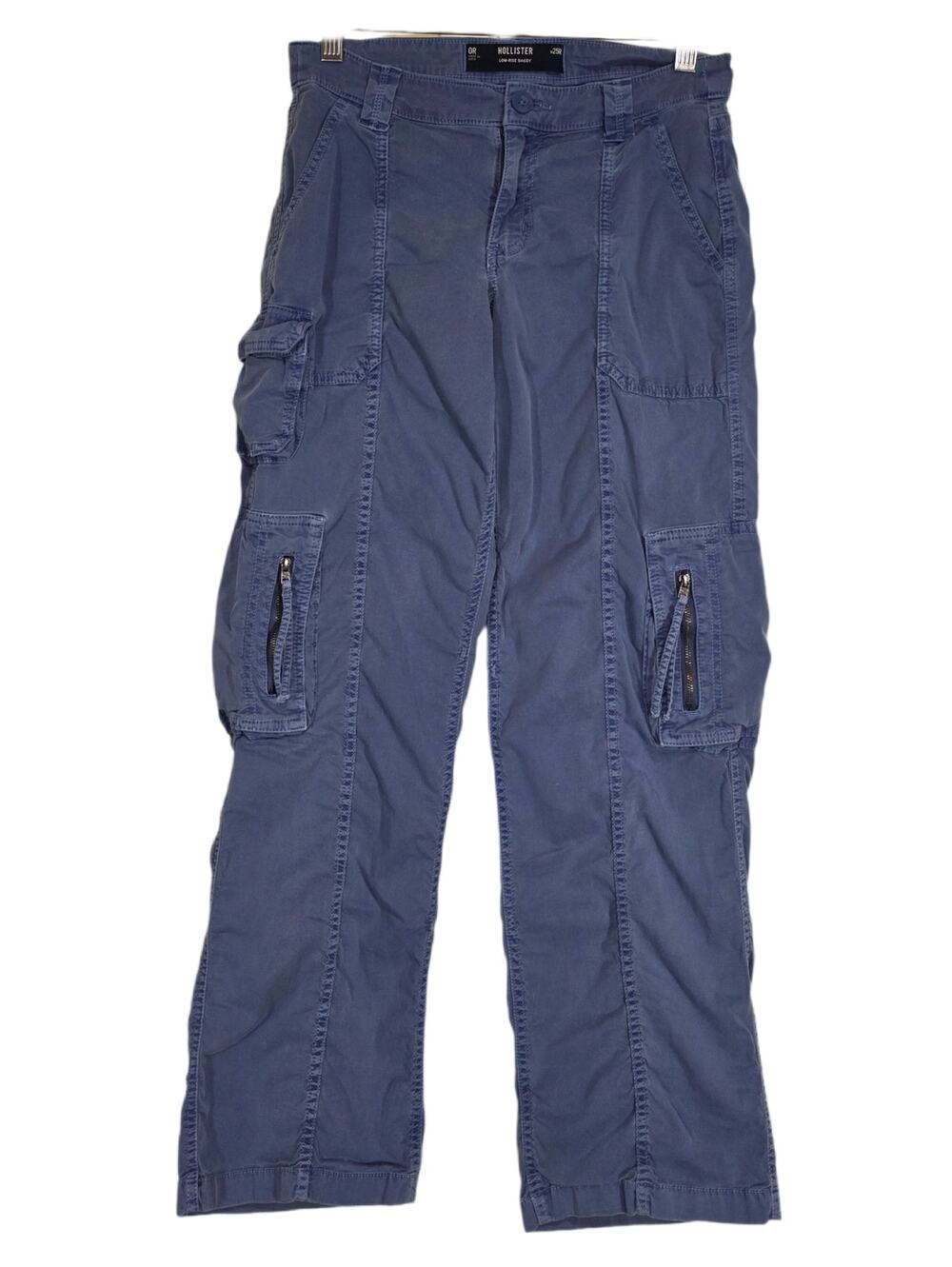 Hollister Low Rise Baggy Cargo Pants Y2K Cotton Twill W25R Women's Blue 25